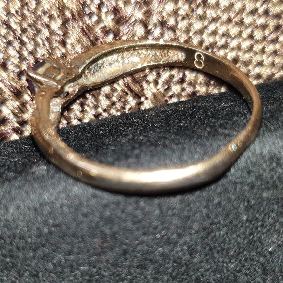 Dainty Vintage 10K Gold Lavender Sapphire & Diamond Nature-Inspired Leaf Ring - Picture 8 of 14